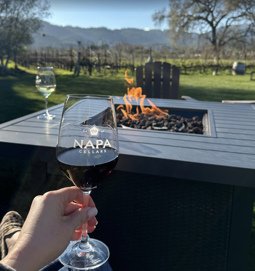Toasting wine in Napa