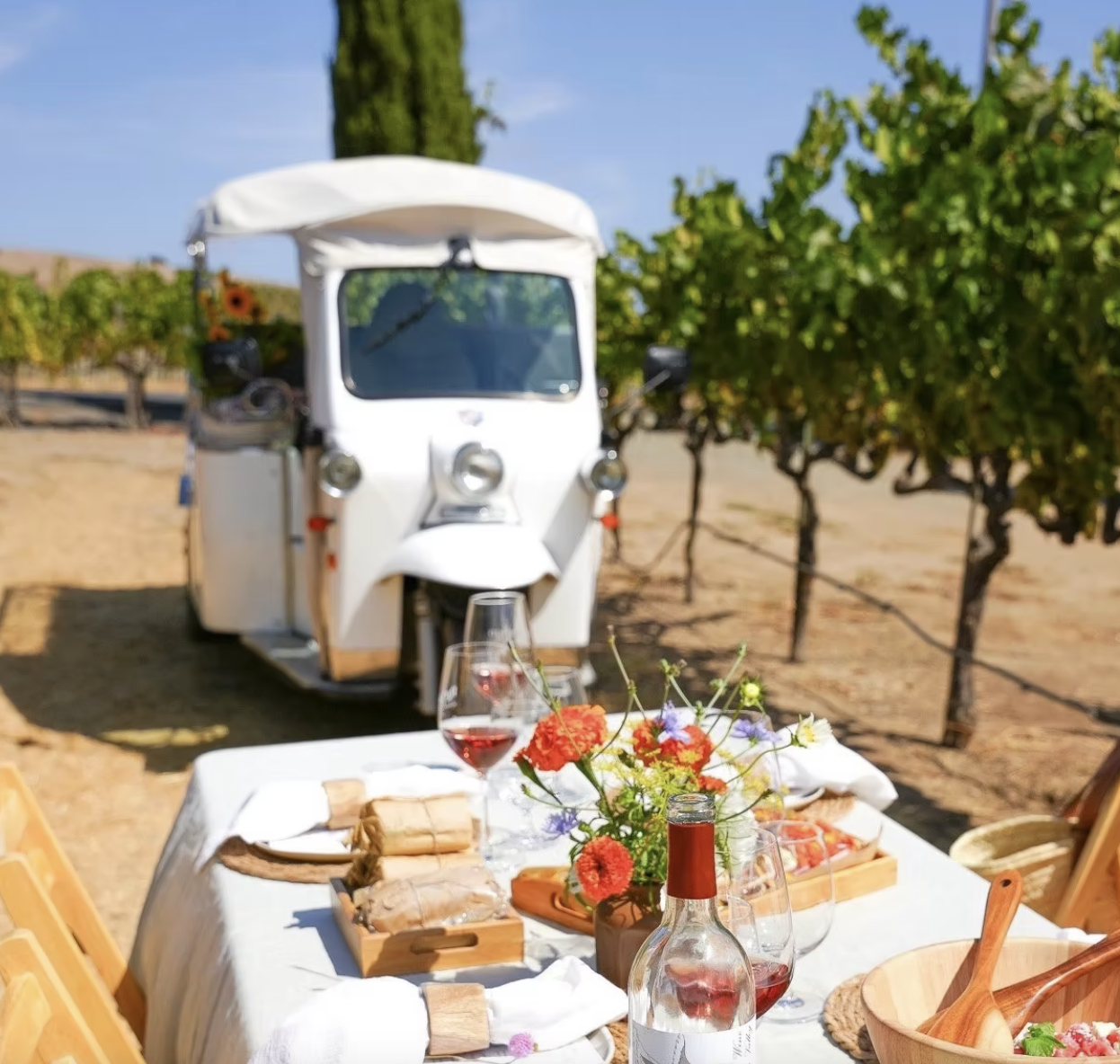 winery picnic laces and limos in napa
