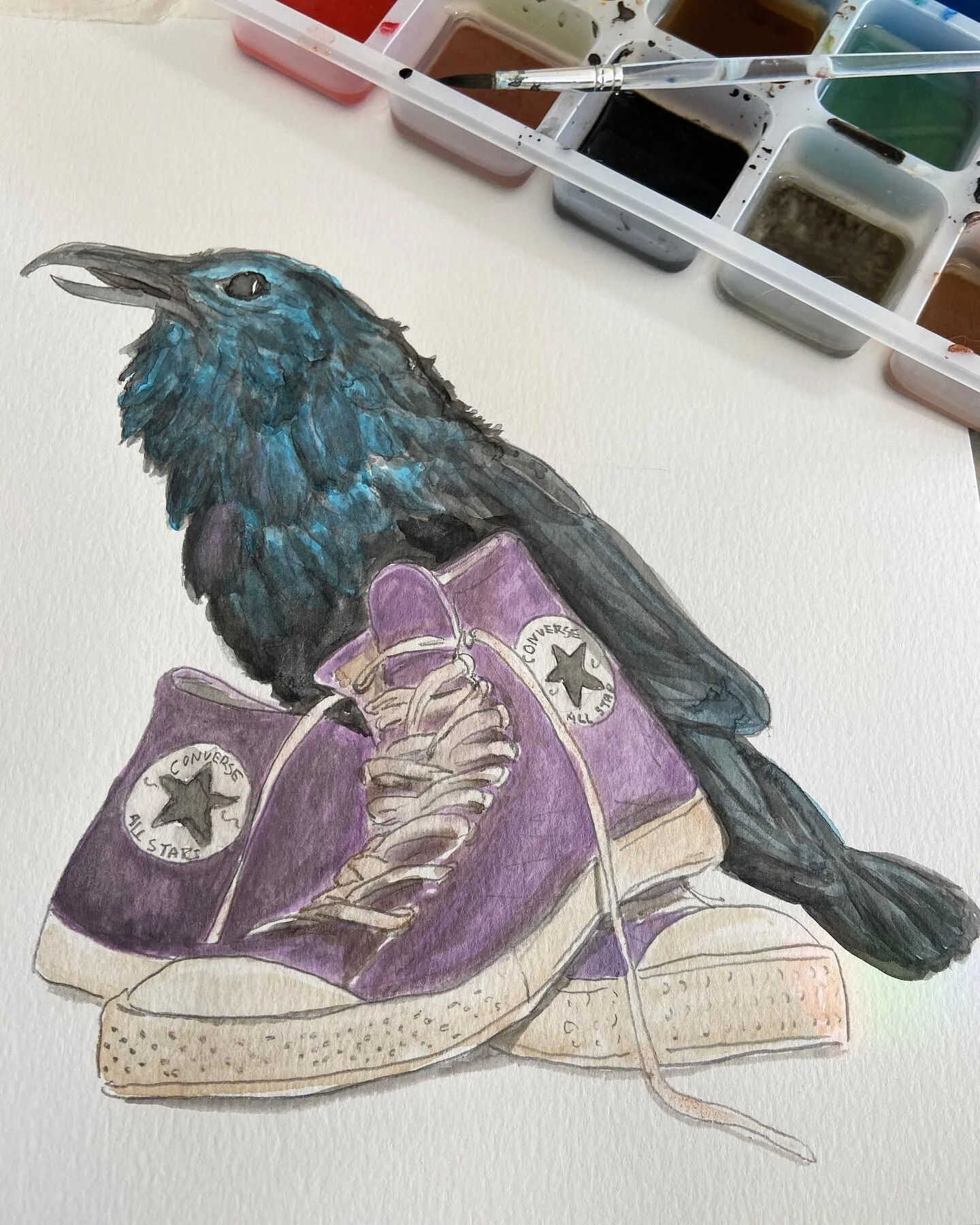 New work💜🖤
.
.
#raven #ravenclaw #hightops #purpleaesthetic #purplehightops #converse