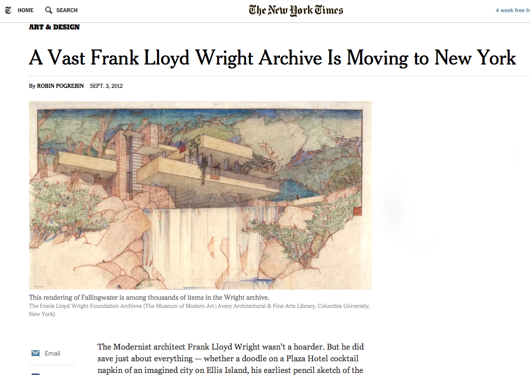 New York Times — FLW Foundation Archives