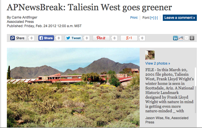 Associated Press — Energizing Taliesin West