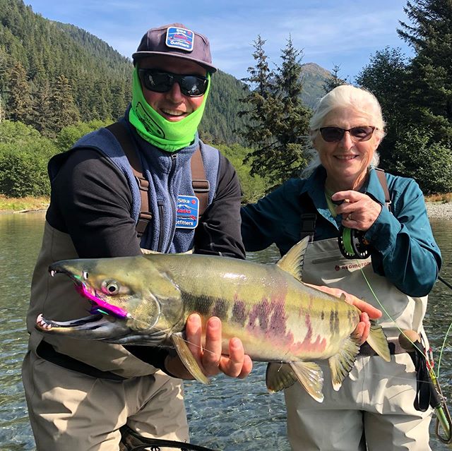 A wild Chum Salmon colored up for the spawn A first catch on the fly to be proud of.