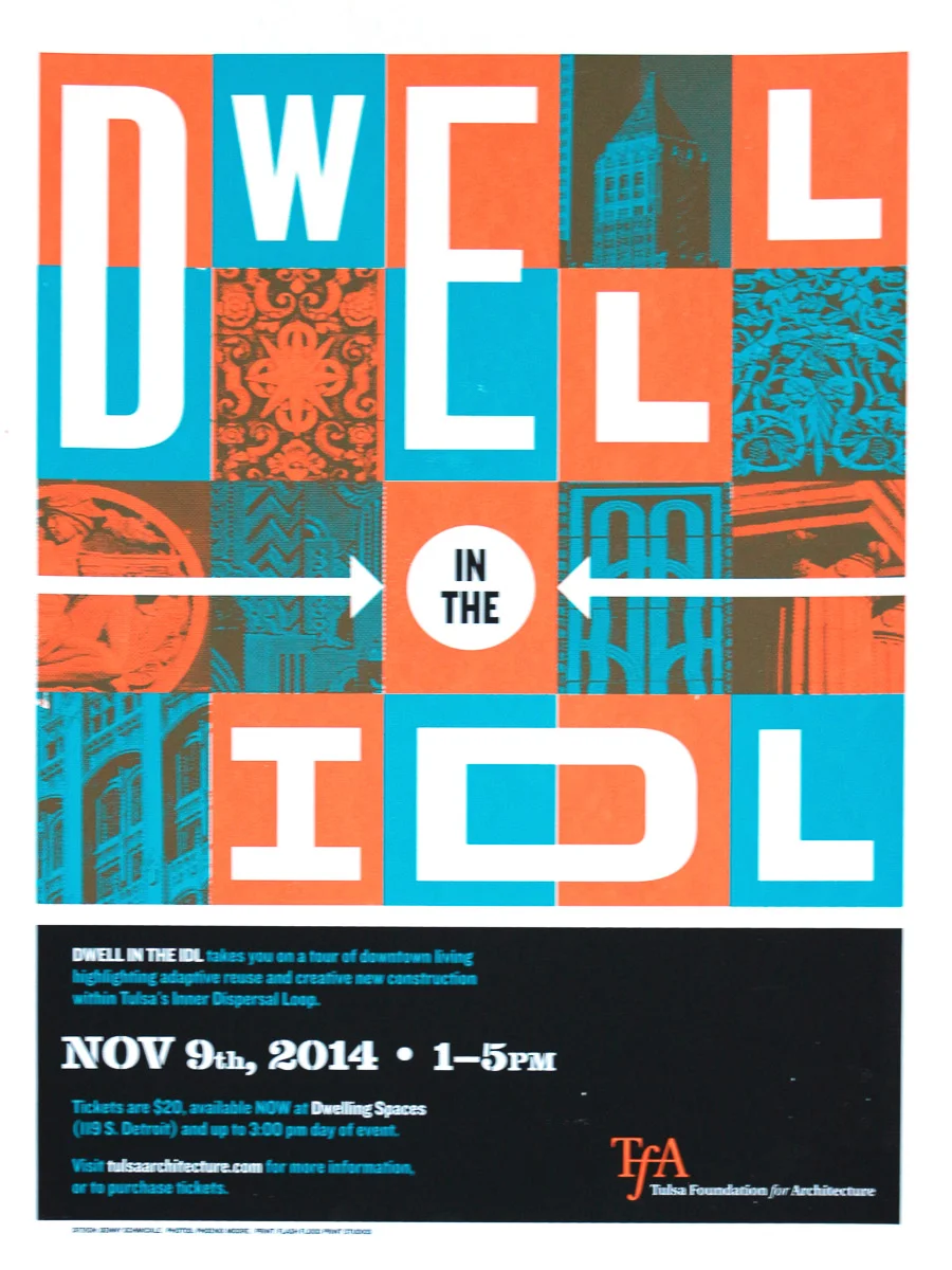 CLIENT: TULSA FOUNDATION FOR ARCHITECTURE DESIGNER: DENNY SCHMICKLE THREE COLOR SCREEN PRINT ON FRENCH POP-TONE SWEET TOOTH