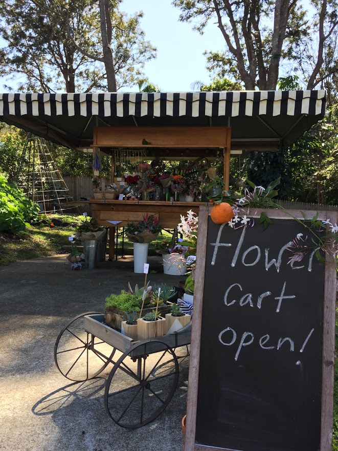 beautiflora botanica - flower cart in Harvest Cafe gardens