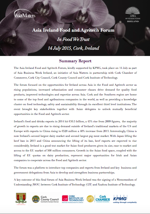 Summary Report: The Asia Matters Food & Agritech Forum