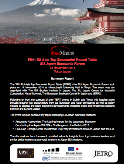 Summary Report: The 5th EU Asia Top Economist Round Table, Tokyo