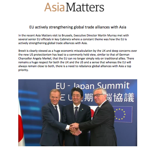 Asia Matters Insight: EU actively strengthening global trade alliances with Asia