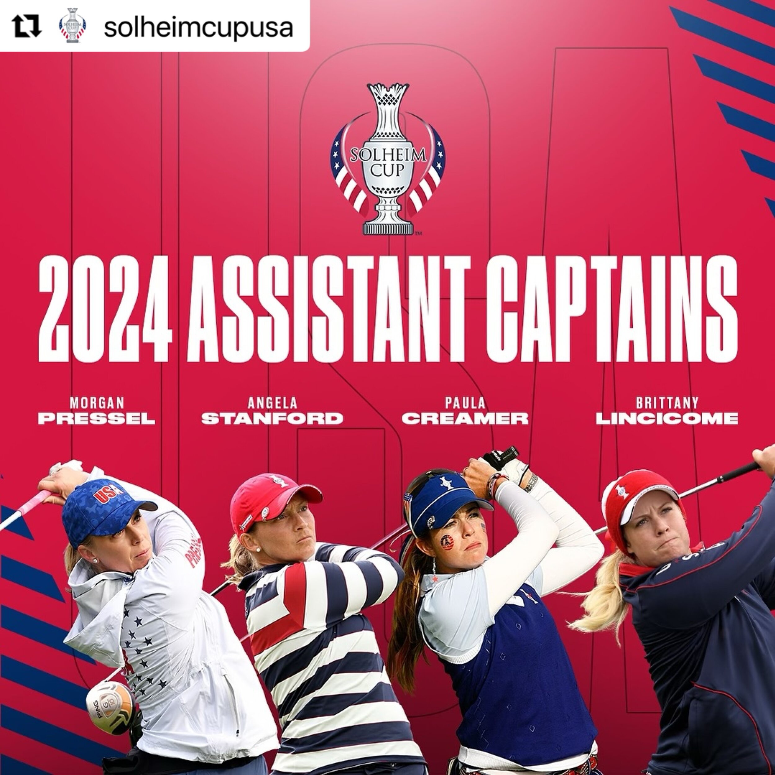 Congratulations to @brittany1golf for being selected as an Assistant Captain for Team USA in the 2024 Solheim Cup! 🇺🇸