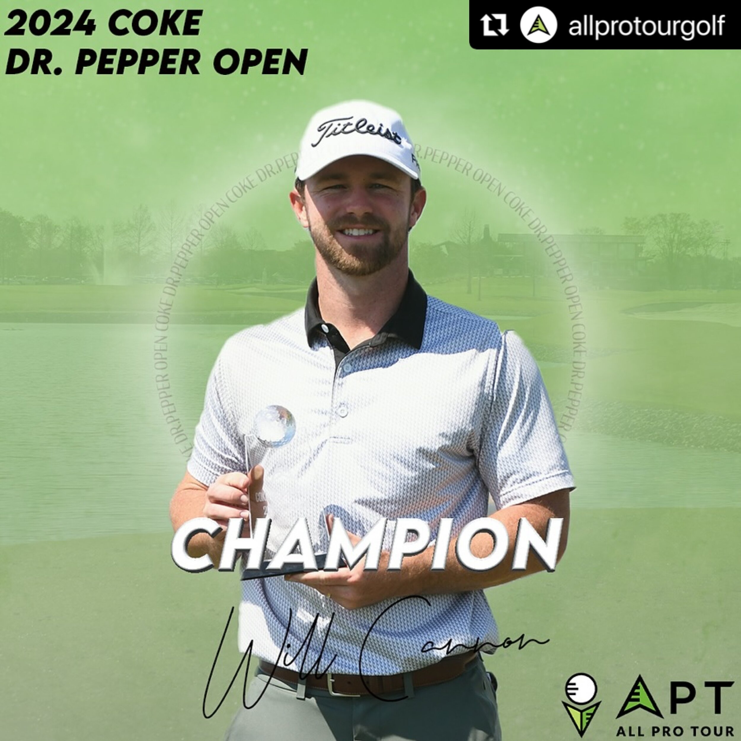 Congratulations to Will Cannon for his victory at the 2024 Coke Dr. Pepper Open! 🏆
・・・
#Repost @allprotourgolf