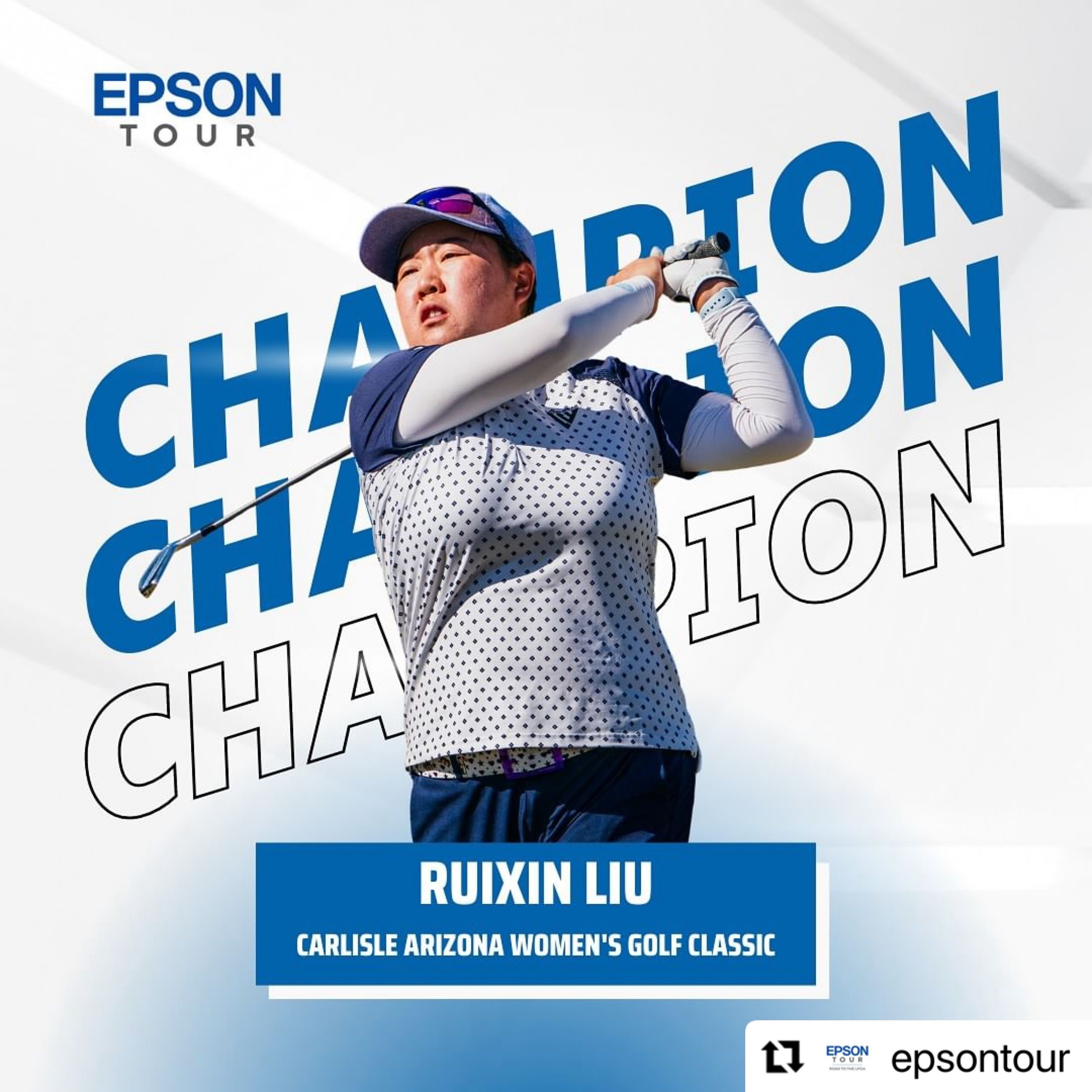 Congratulations to Ruixin Liu for her victory at the 2024 @carlisleclassic today! 
Her seventh Epson Tour title.
🏆🏆🏆🏆🏆🏆🏆
・・・
#Repost @epsontour
