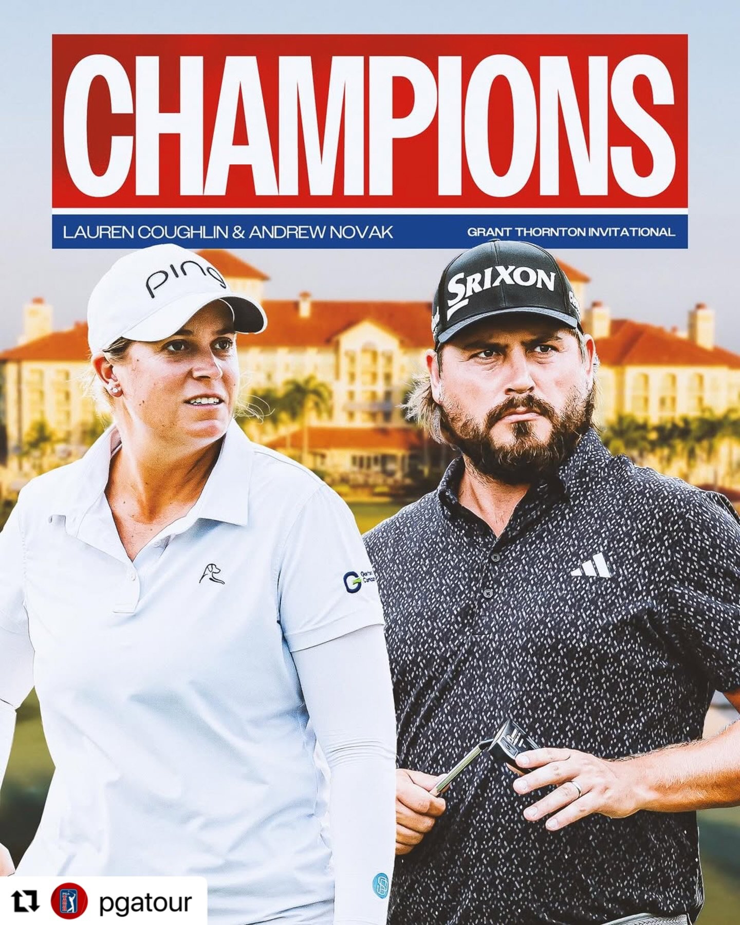 Congratulations to Lauren Coughlin and partner Andrew Novak for their win at the @grantthorntoninv today! 🏆🏆
・・・
#Repost @pgatour