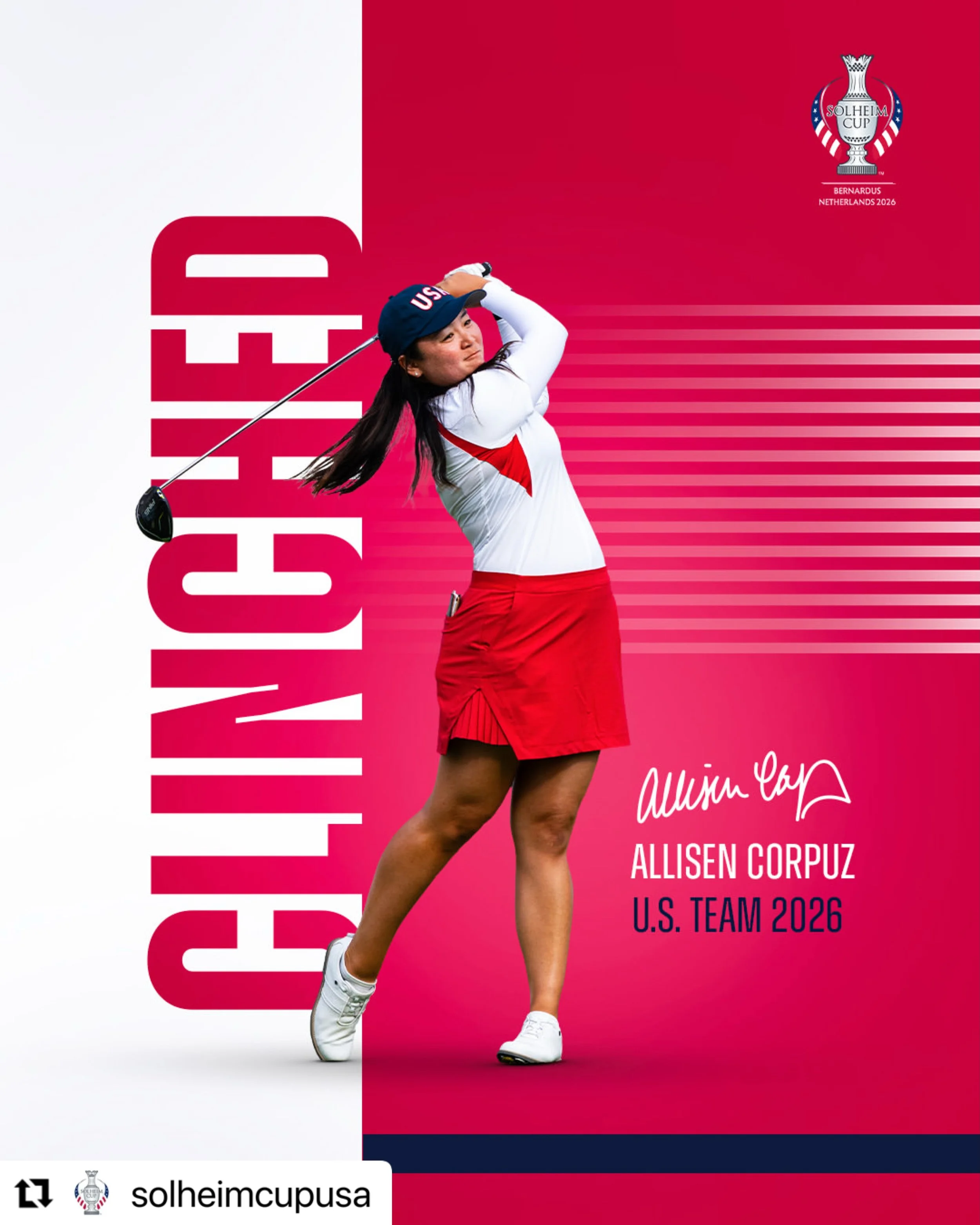 Congratulations to Allisen Corpuz for clinching her spot on Team USA for the 2026 @thesolheimcup!!! 🇺🇸