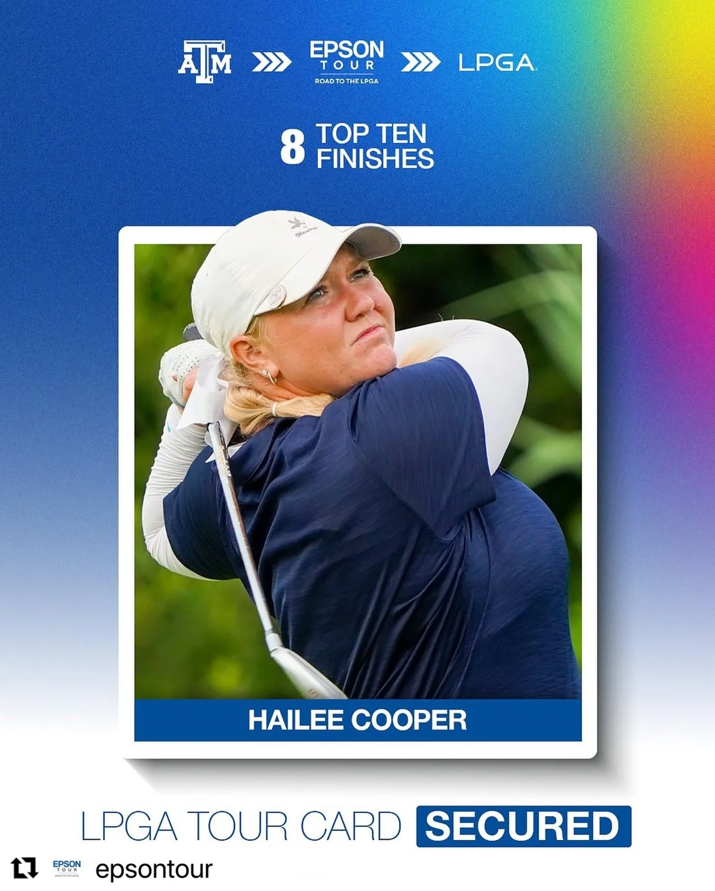 Congratulations to Hailee Cooper for securing her LPGA Tour status for 2026 via the Epson Tour! 🎉⛳️
・・・
#Repost @epsontour
