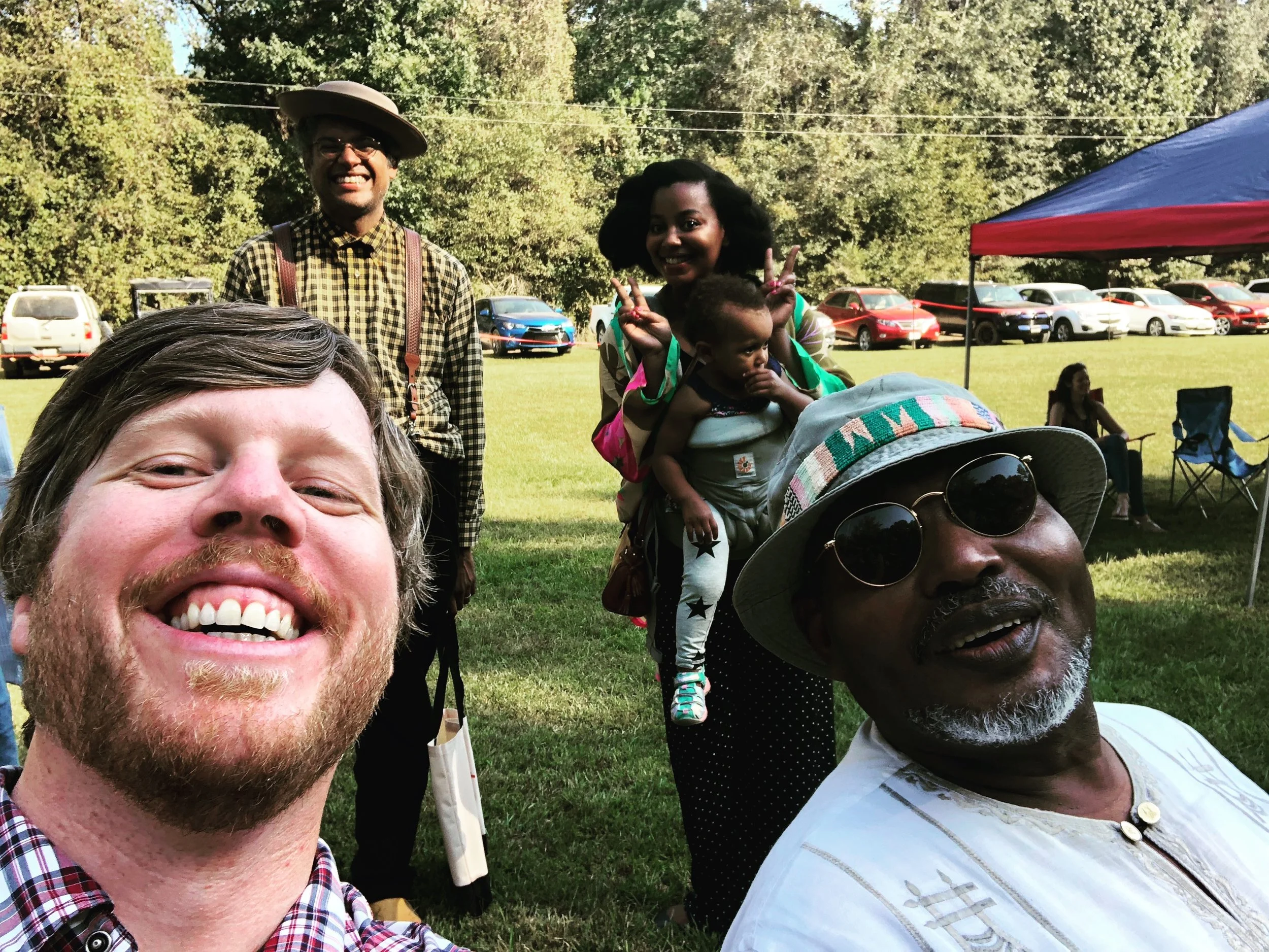 Gabriel, Dom Flemons, Vania Kinard, and the late Ben Wiley Peyton 