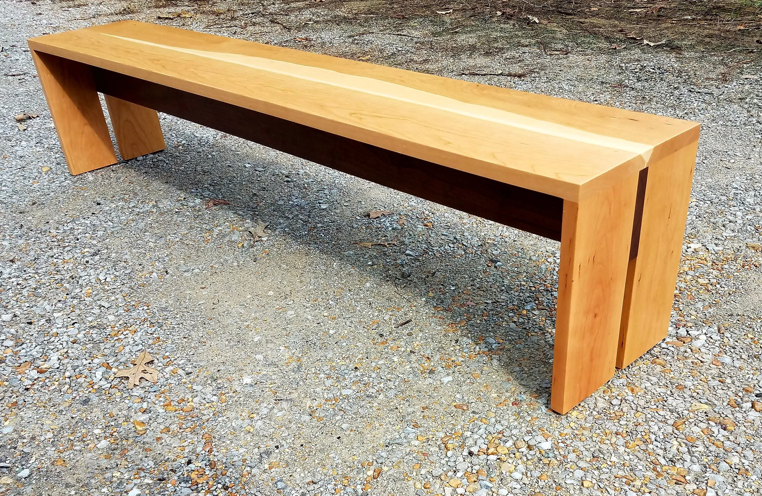 Solid Cherry Bench with Black Walnut Stretcher 