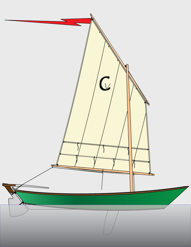 The Caravelle sailing version takes a 60 SF lugsail.