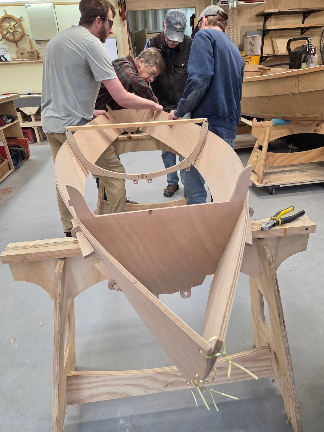 Day 1 of Boatbuilding 101 is a wrap. Lots of stuff done today plus they started a Menomonee Canoe. First class in the new shop and it's going well. Students get to see the water and work in a beautiful place as a bonus.
