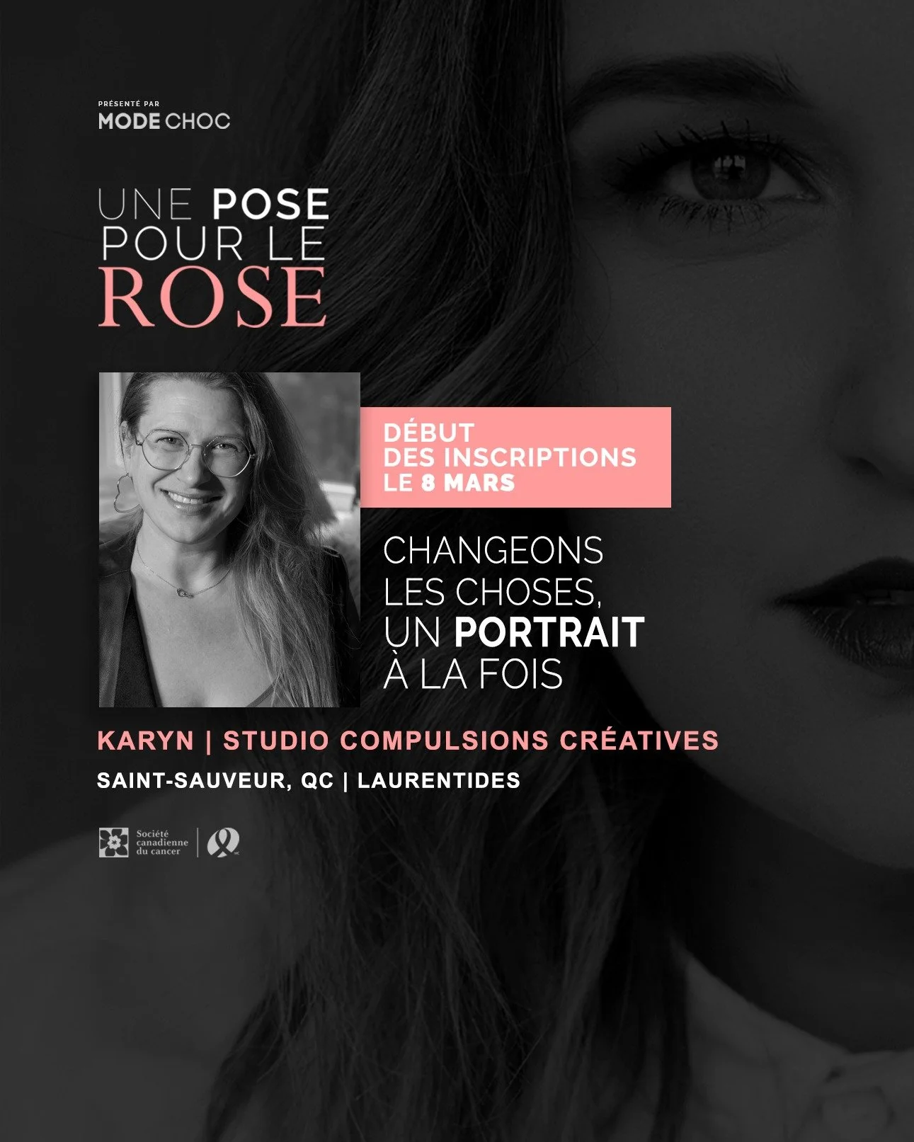 Une Pose pour le Rose 2026 est lanc&eacute; 🎗️ et voici comment embarquer :

📸 Quelques places photo restantes avec moi &agrave; 📍 Saint-Sauveur
🎟️ Tirage en cours &rarr; 5$ le billet, 5 billets pour 20$
🤝 Commanditaires recherch&eacute;s 
📣 Pa