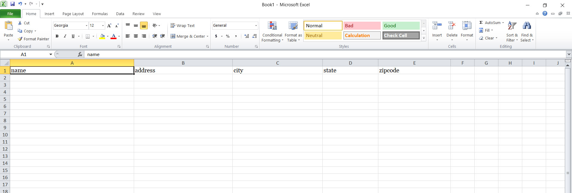 how do i set up an excel spreadsheet