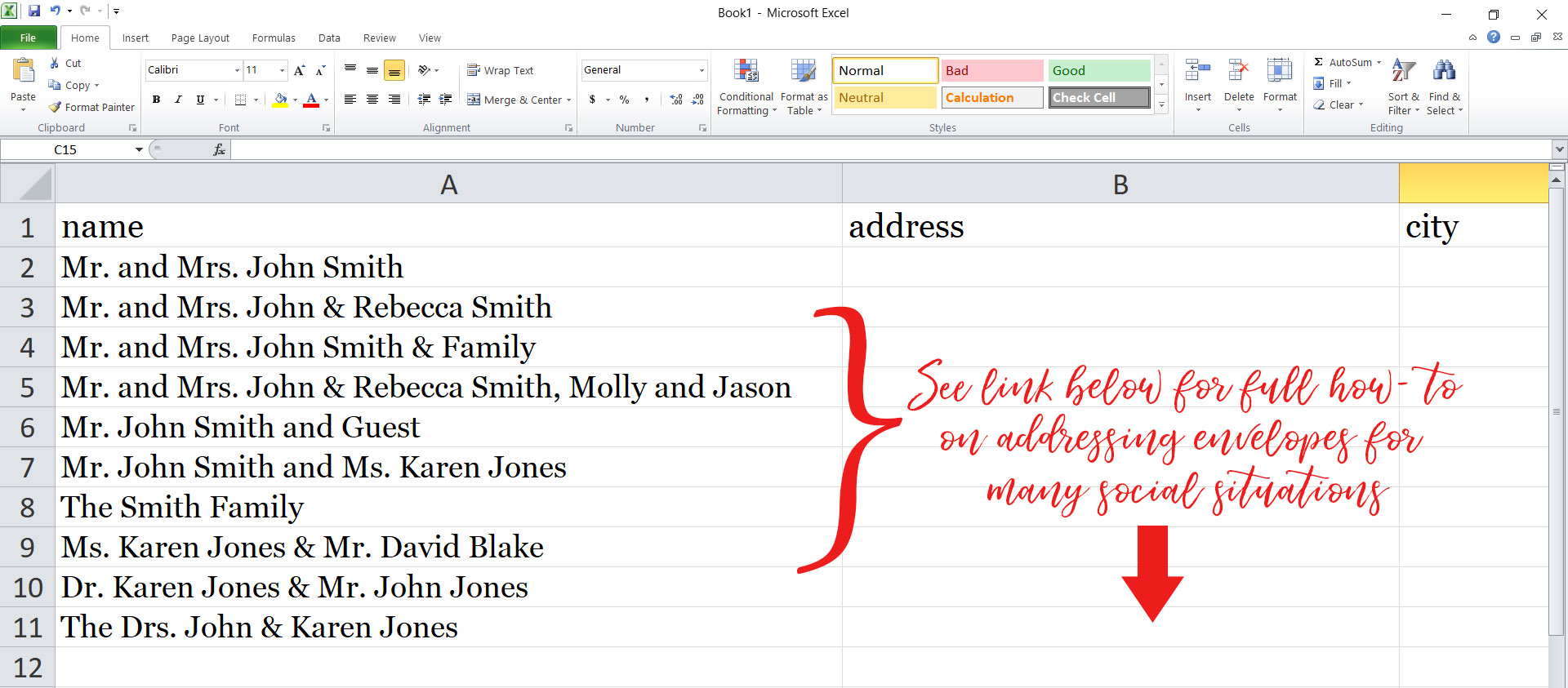 This is a list of some of the most common ways to address, for a more complete list, I recommend that you check out Emily Post, who was basically the Martha Stewart of all things etiquette, before Martha Stewart was even Martha Stewart! Here's a link to a helpful post for addressing correspondence: http://emilypost.com/advice/guide-to-addressing-correspondence/