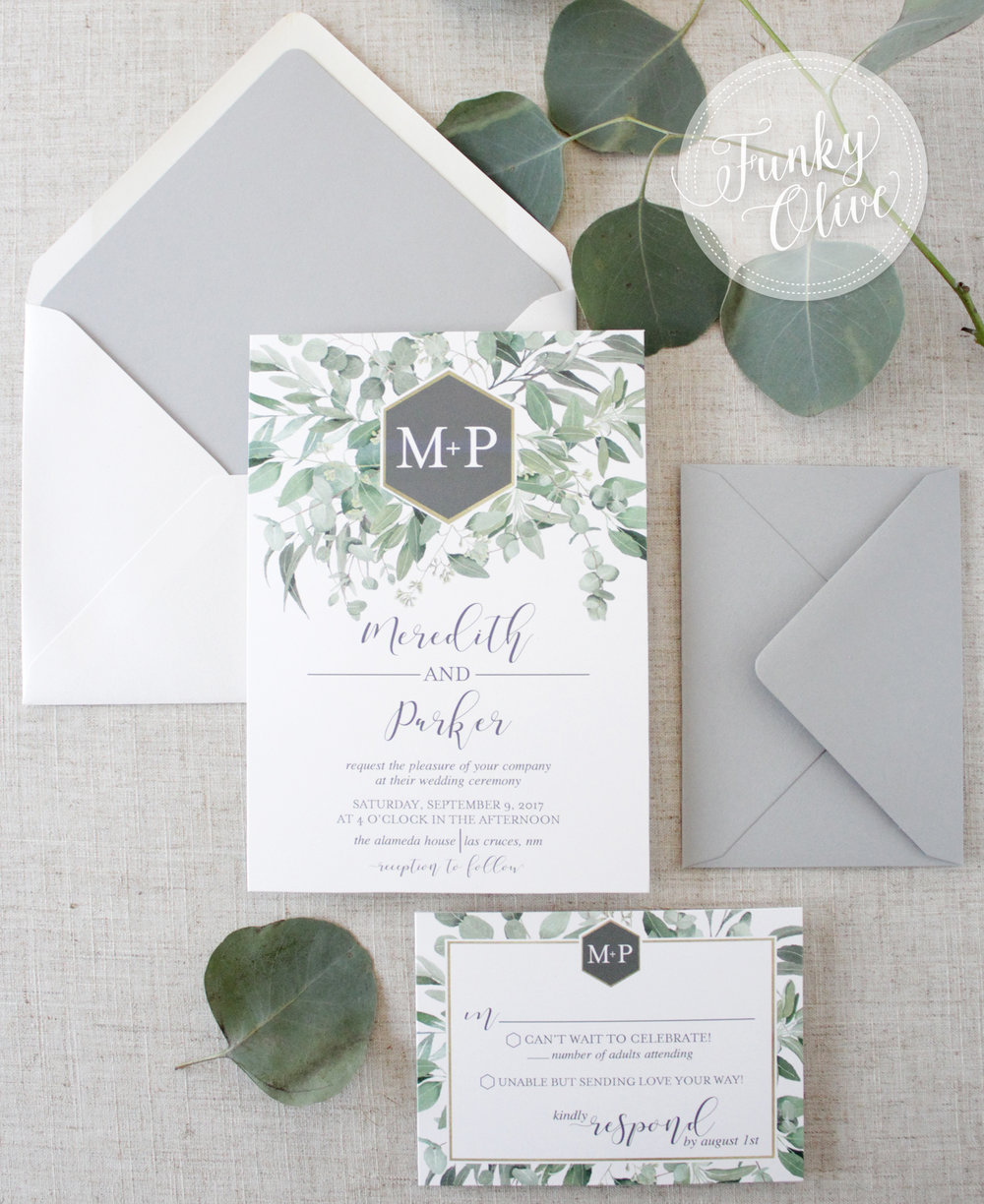 Deckled Edge Laurel Invitation Suite — Wedding Invitations + Stationery -  Funky Olive Design