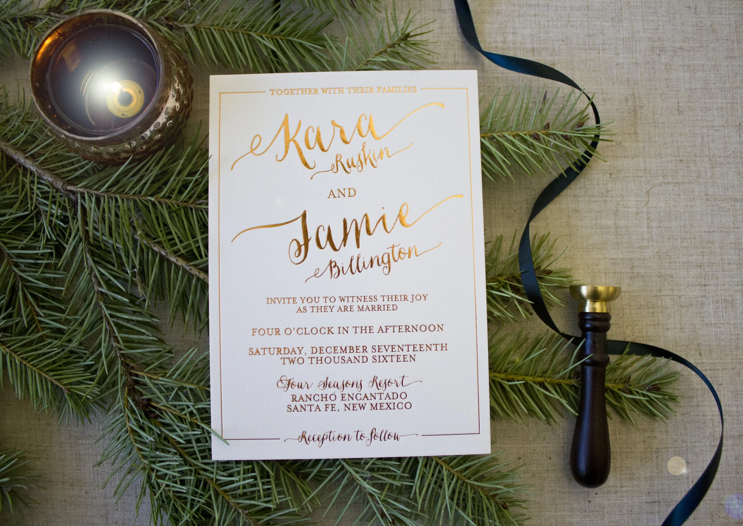 Jamie + Kara's Wedding Invitation Suite. Styling + Photo © Funky Olive Invitations + Stationery 2017