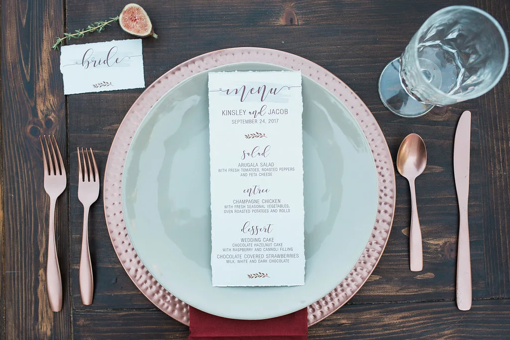 This gray 100% cotton paper stock brought this luxe yet understated design to life. The plum toned modern calligraphy font type brings the boho vibes while the watercolor swash added the perfect amount of depth to this magnificently minimalistic design.