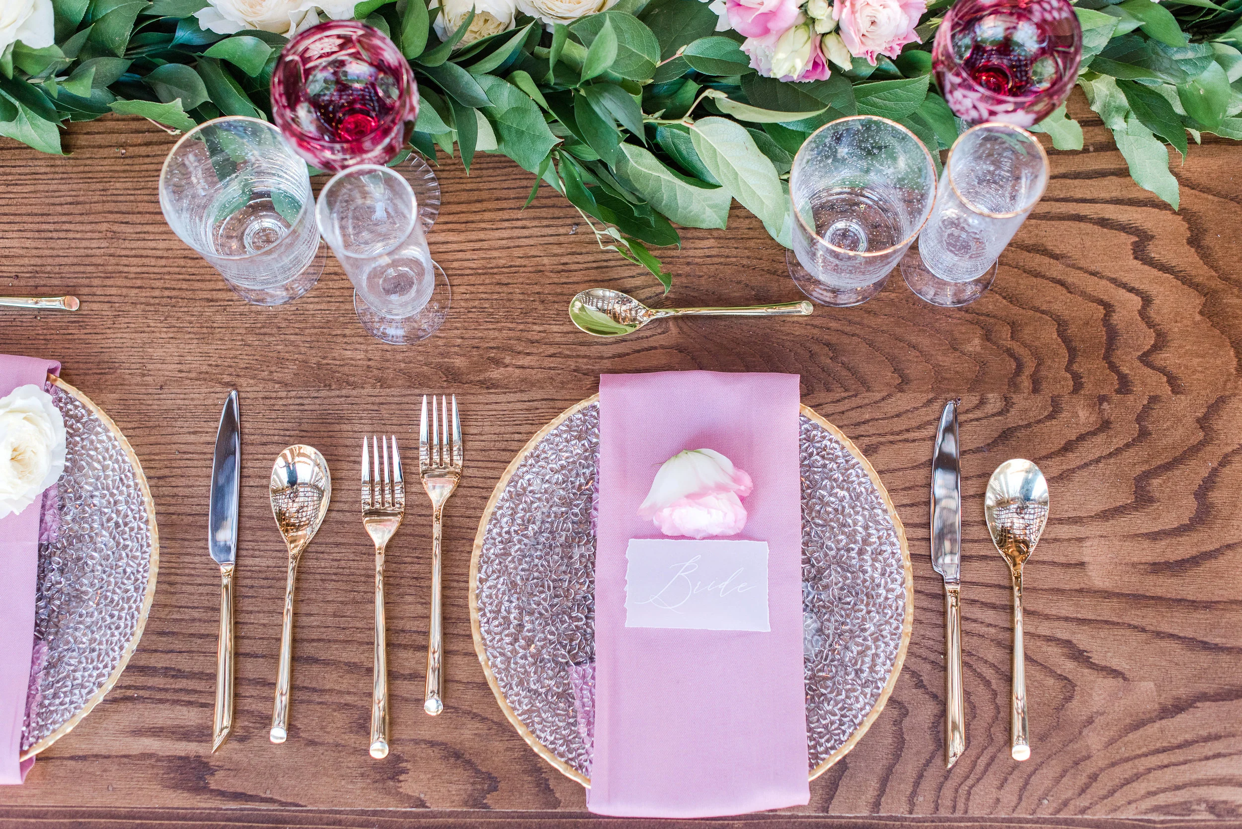 Our gorgeous white ink on vellum place cards at a styled shoot. Private residence. Planning, coordination and florals by the super talented Ashley of A Beautiful Theme Event Planning. http://abeautifultheme.com/wedding-planning/ Photo by Maura Jane Photography .