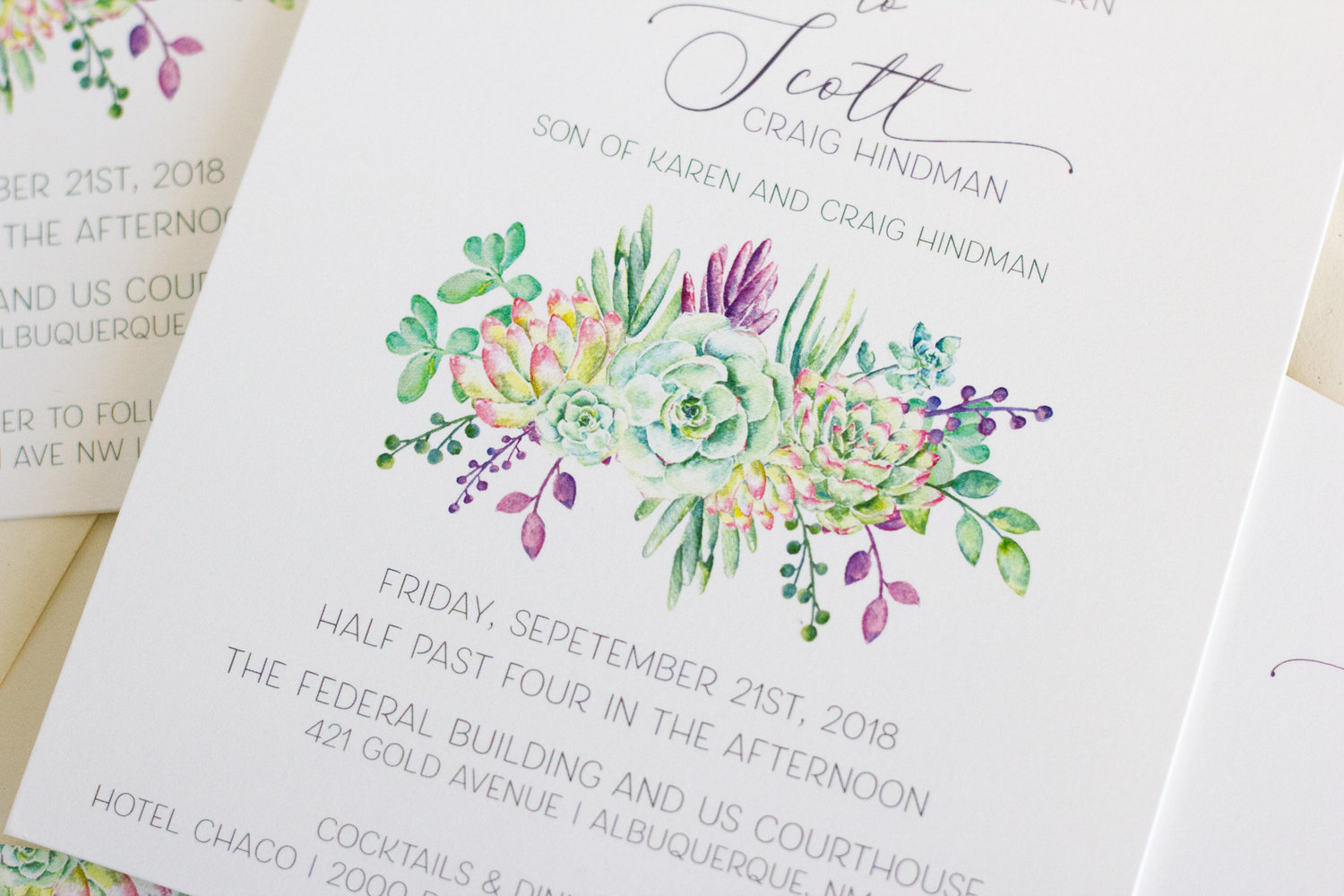 Rustic Invite succulent Catholic Wedding Succulent Wedding Invitation Suite Semi Custom Kraft Invitation Outdoor wedding Boho Wedding