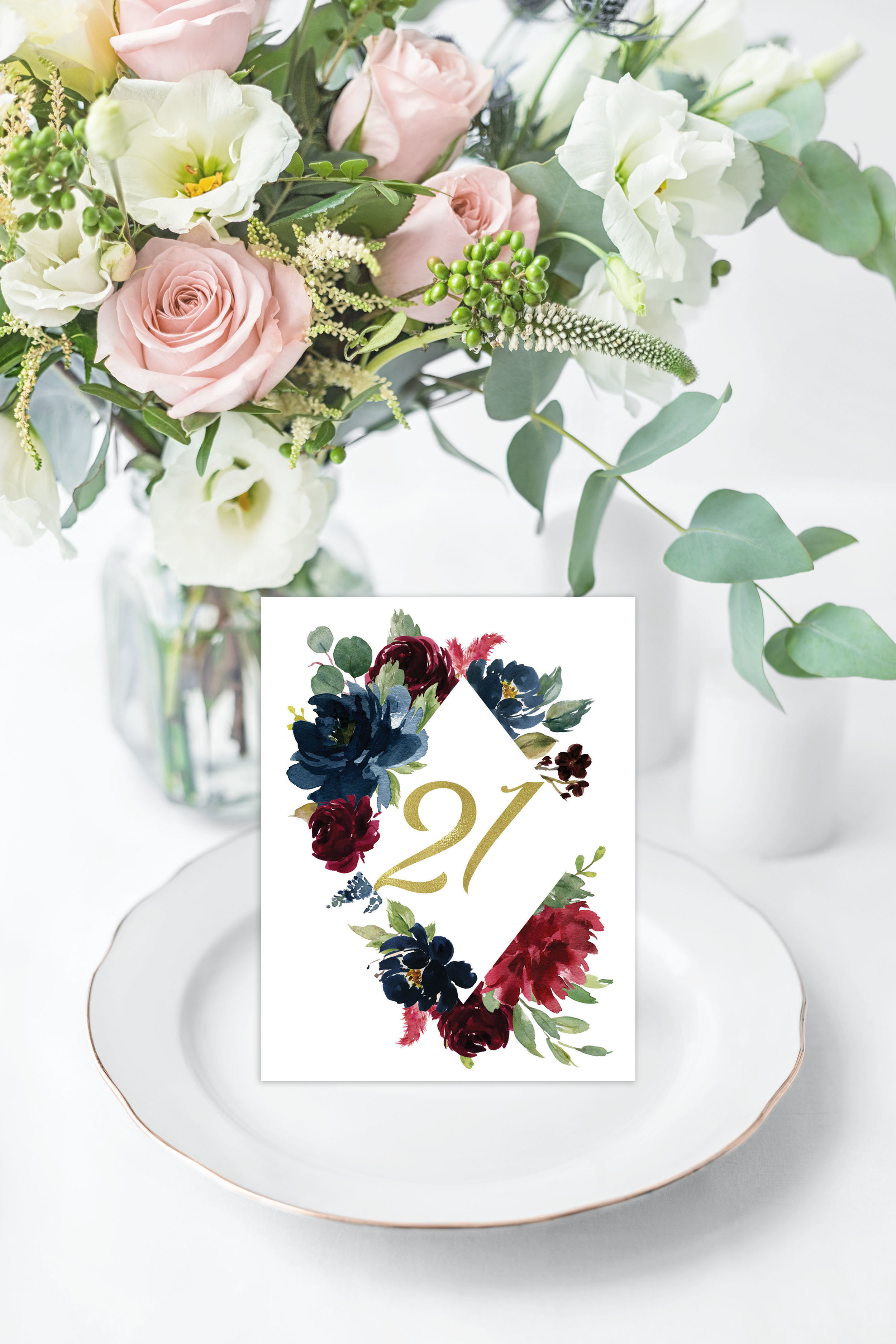 NAVY & BURGUNDY FLORAL TABLE NUMBER - FLAT OR TENT FOLDED.jpg