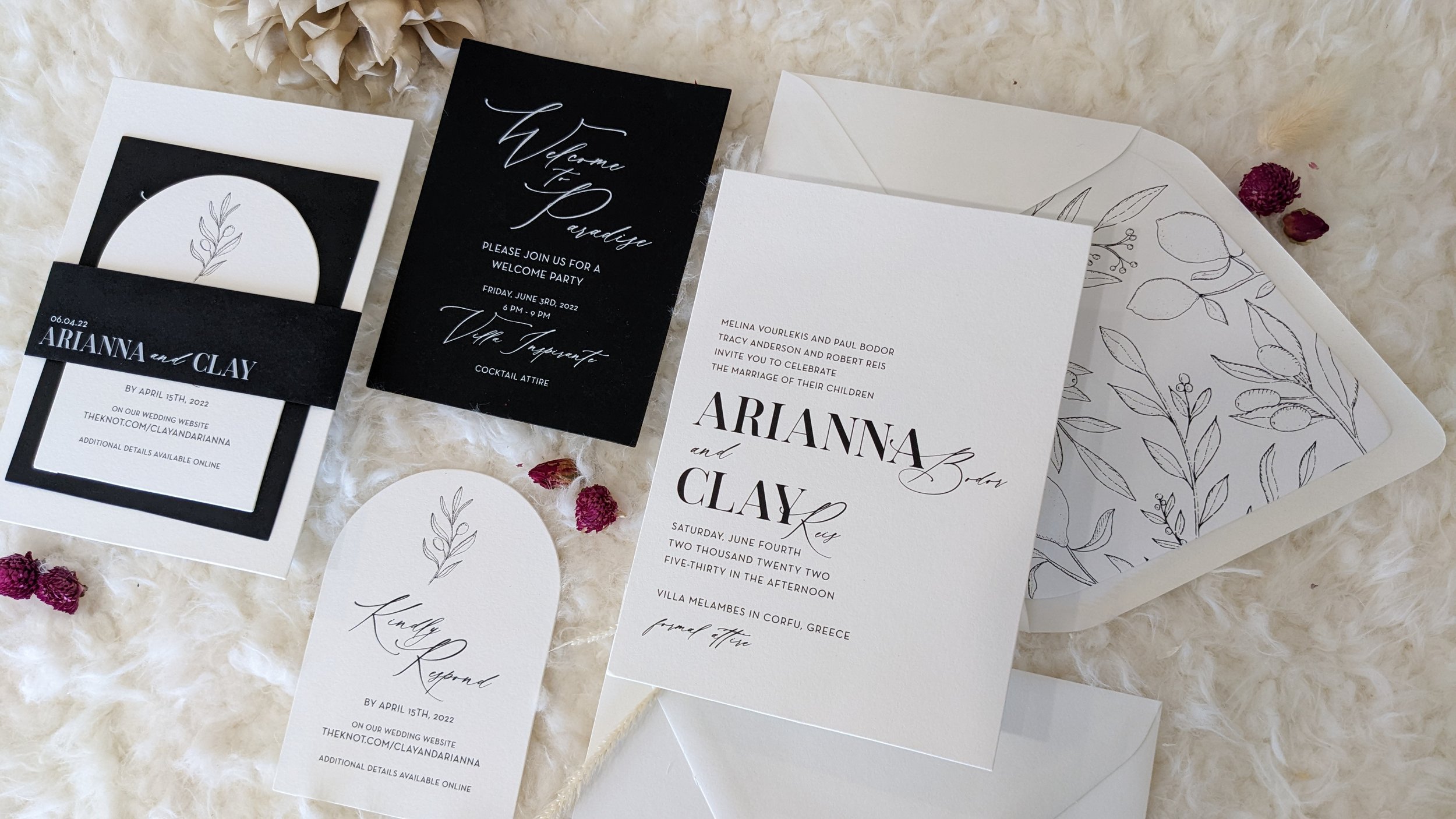 Modern Chic Black and White Wedding Invitation Suite — Wedding Invitations  + Stationery - Funky Olive Design