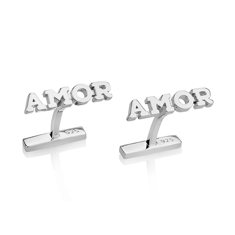 Amor Stem Cufflinks in sterling silver with rhodium coating
