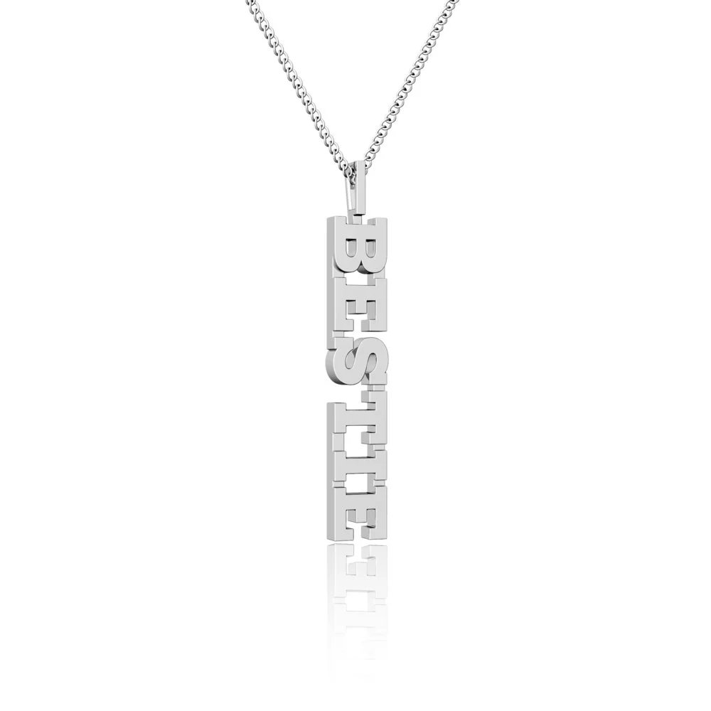 Bestie Necklace in Sterling Silver with diamond on silver chain