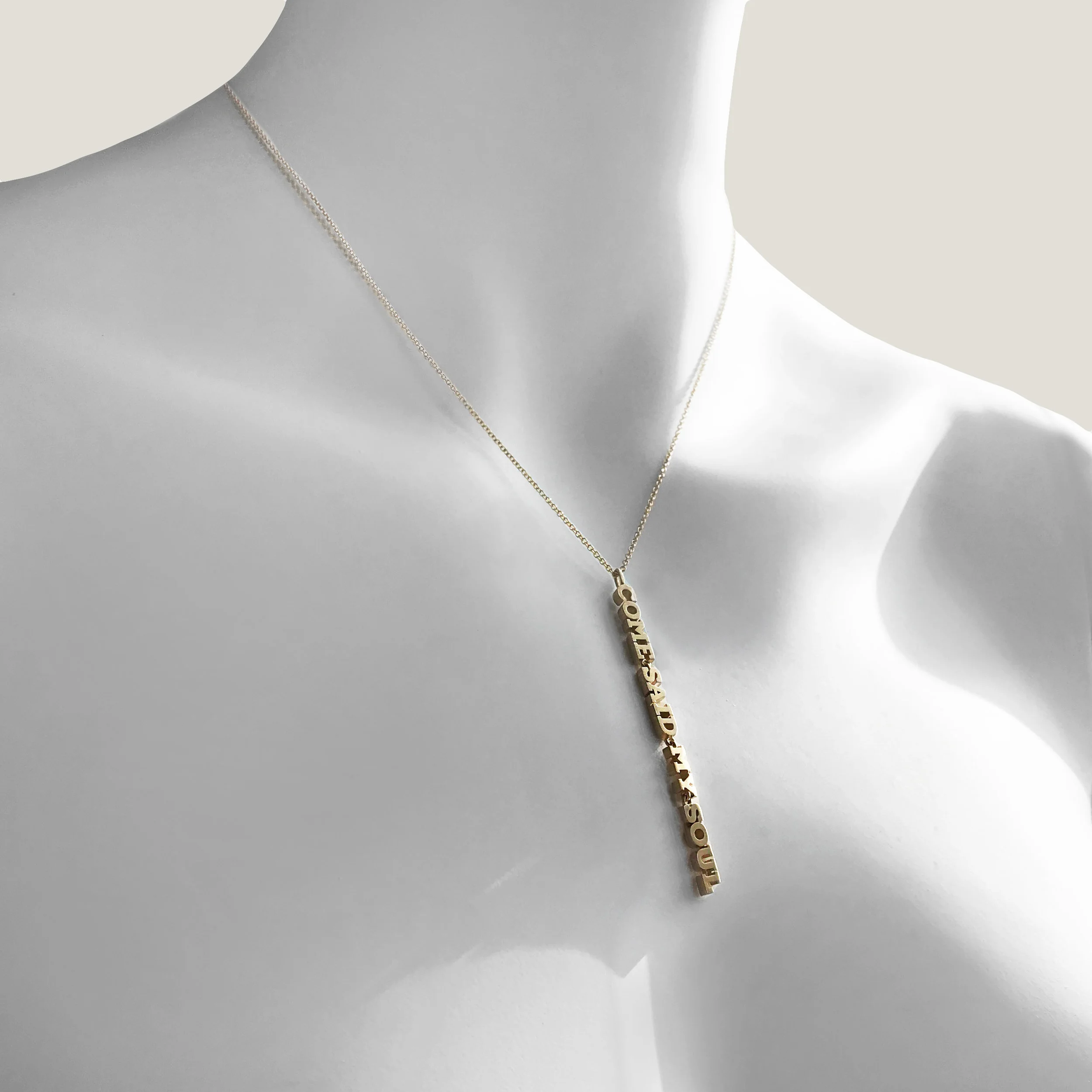 Mannequin wearing Come, Said My Soul Necklace in 14K Yellow Gold with Diamond