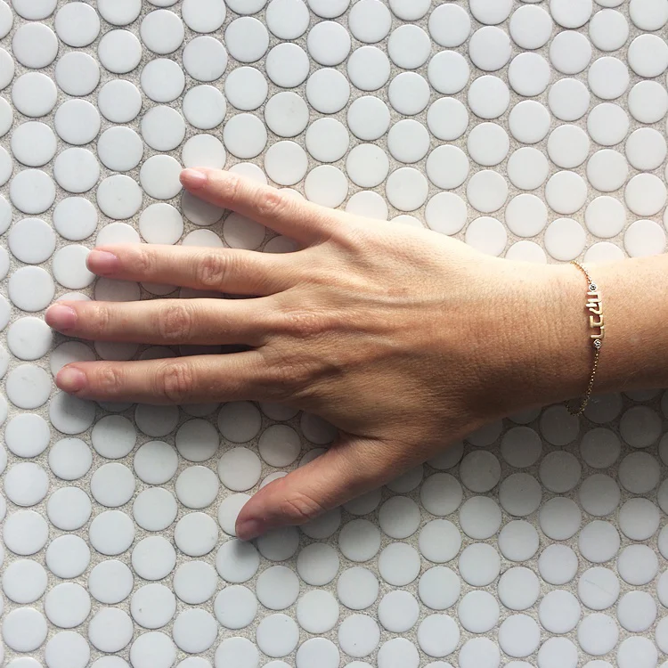 A gift to self. Her Hebrew name in 18K gold and two diamonds.