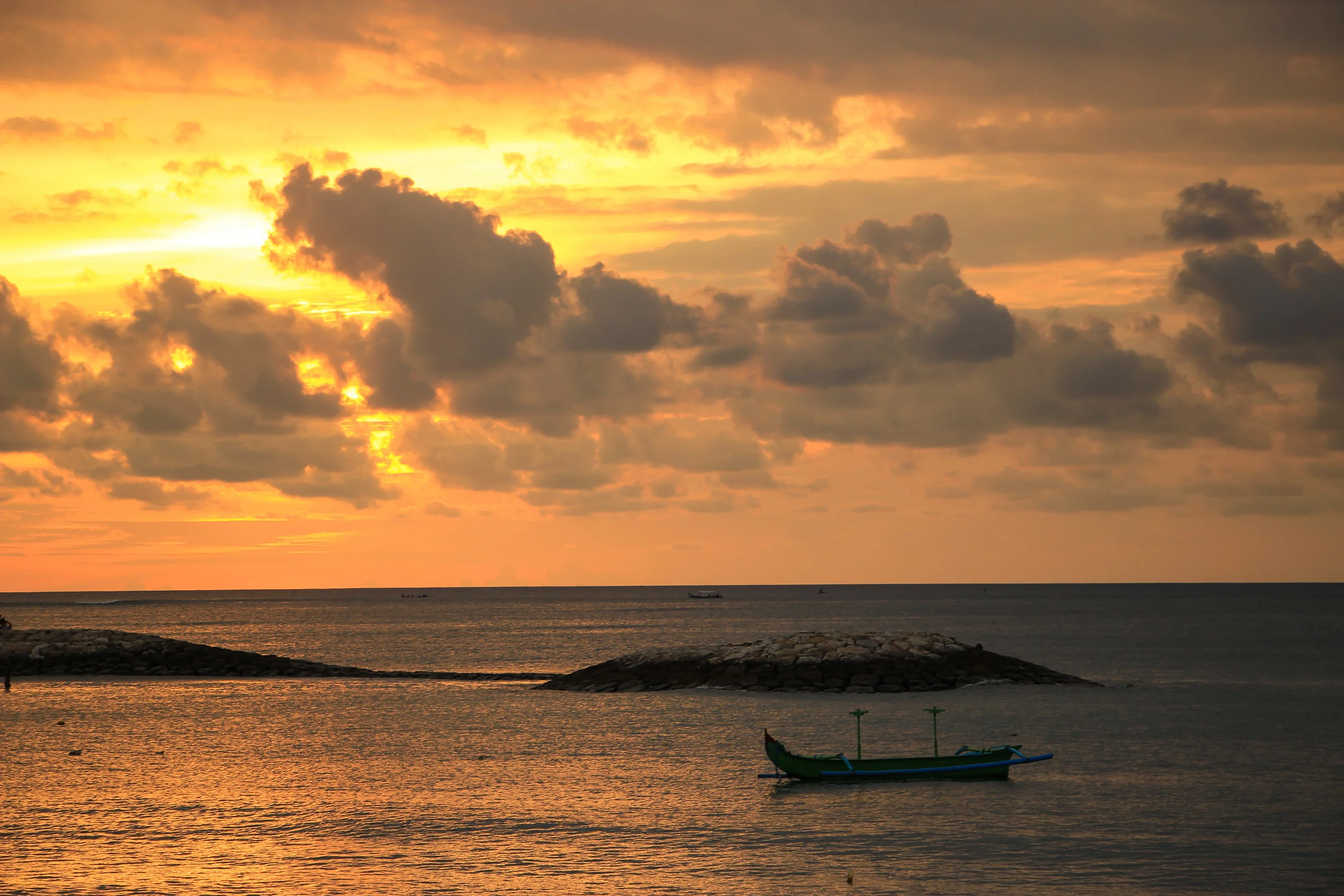 sunset, Sea, fishing boat, Bali, Indonesia, Asia | DoLessGetMoreDone.com |