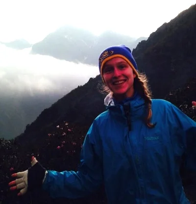 A geologist happy in her natural habitat - hopefully I will have more photos like this one.