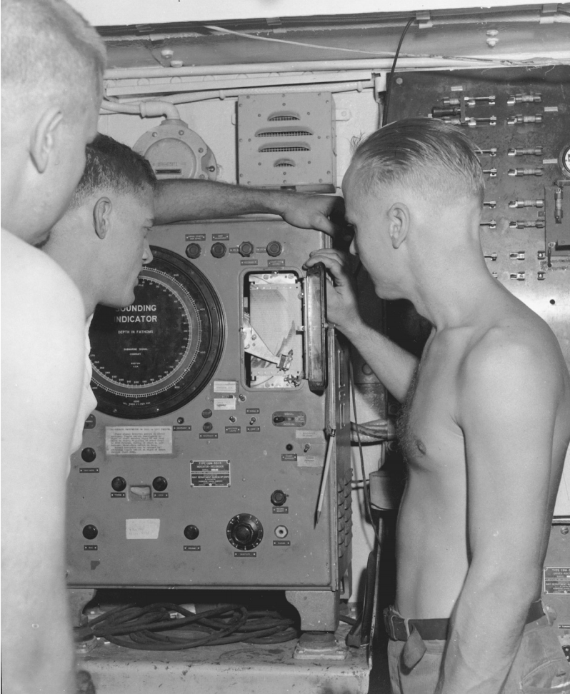 Figure 1: Scientists using an echo sounder, an instrument for mapping the seafloor (image from Hamblin 2002)