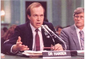 Figure 3: James Hansen testifying before Congress in 1988 on the results of his general circulation model.