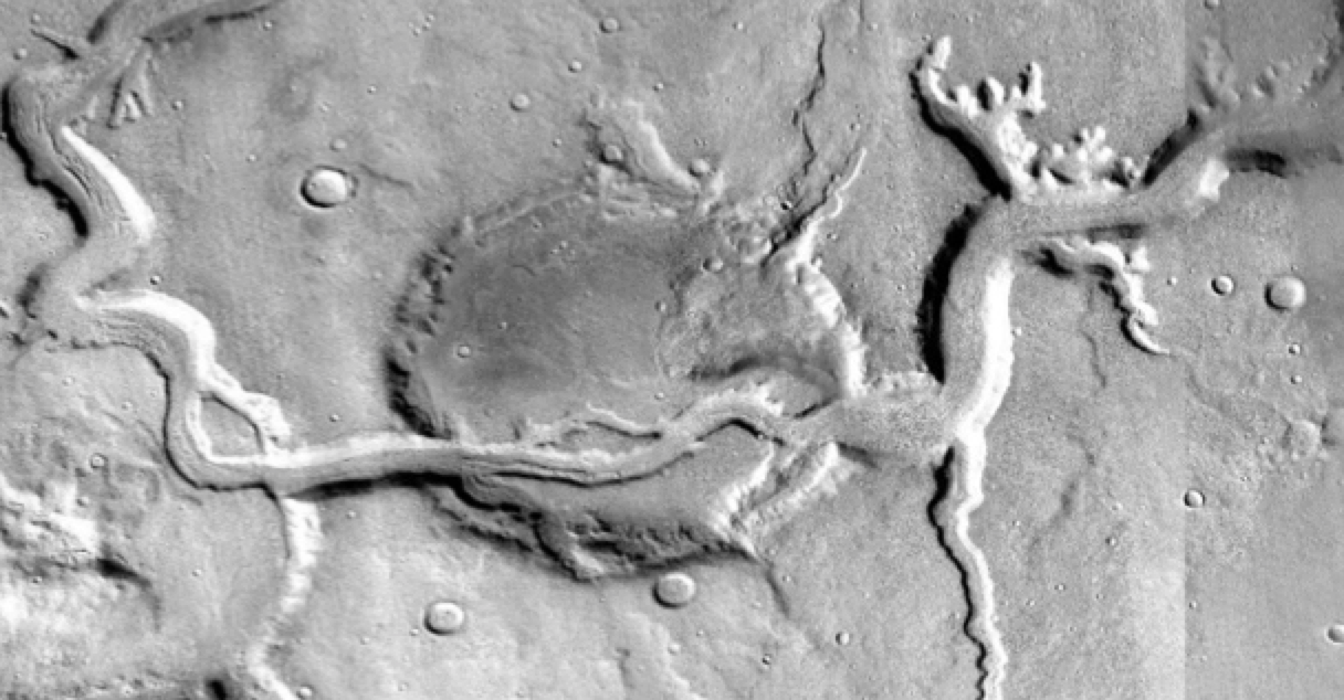 I’ve focused on the evolution of the fretted terrain and the unusual features of the Arabia Terra plateau along the dichotomy boundary to determine when and how material was removed to create the distinctive morphology observed today. Relevant abstracts can be found here , here and here . Image processed from CTX data.