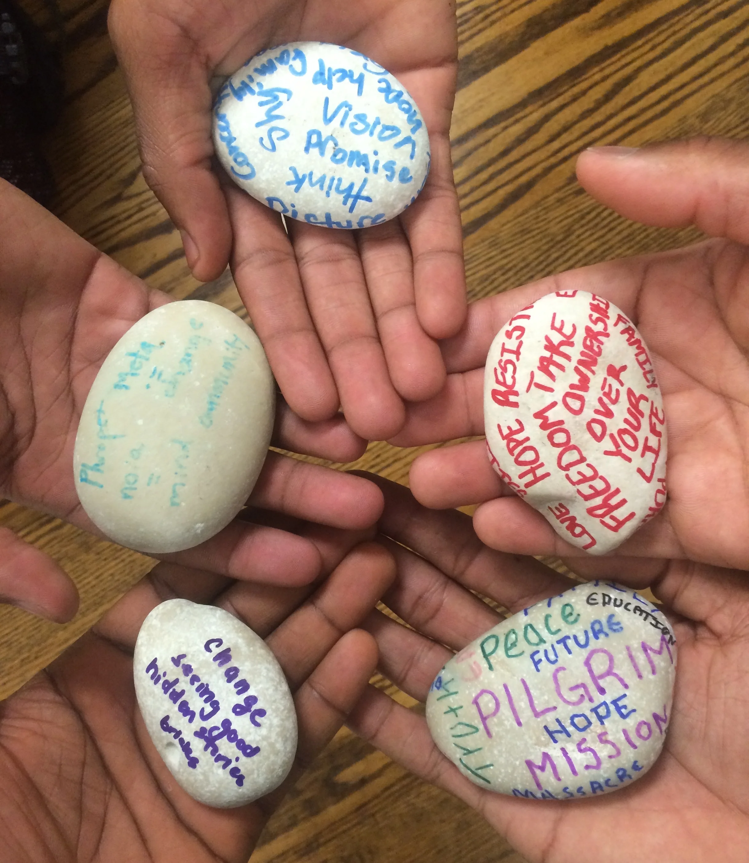 we created stones of remembrance to remind us of how god spoke to us on our jounrey