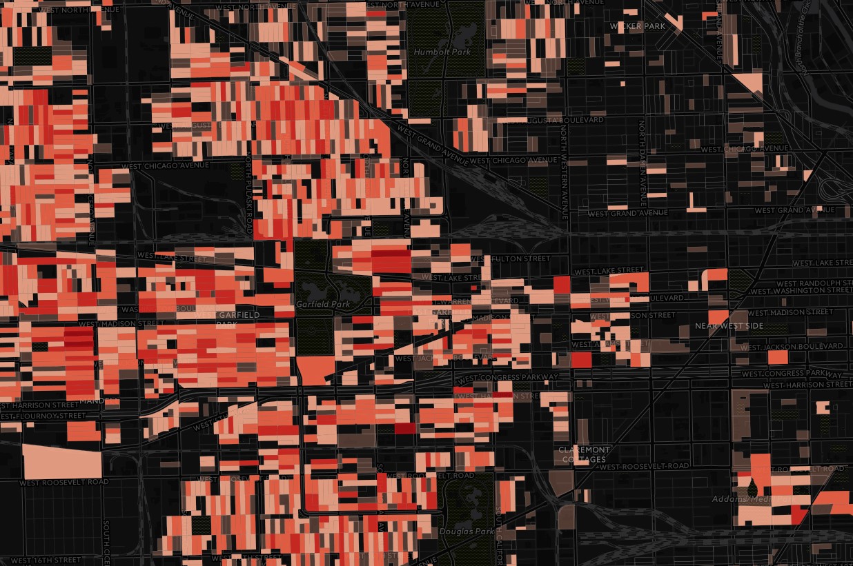 The concentration of million dollar blocks on Chicago’s West Side. Photo via Washington Post. 