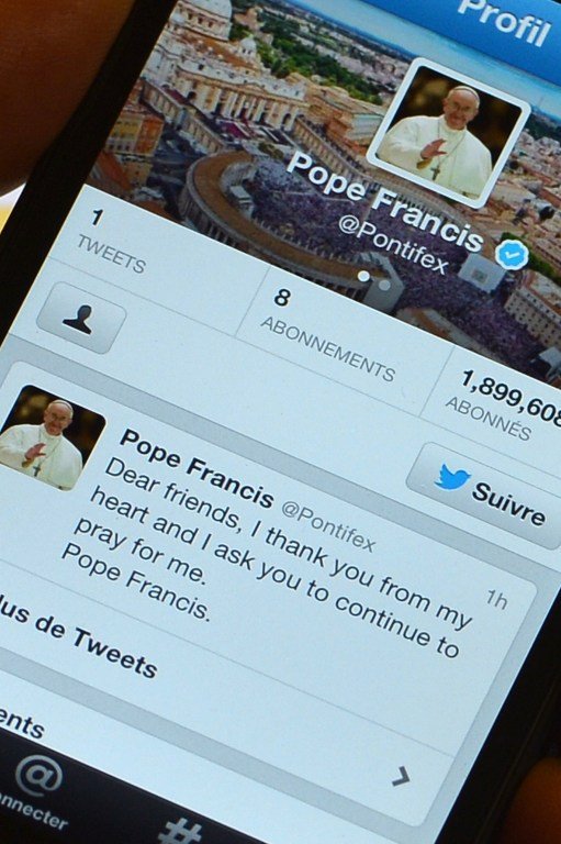 The Pope Francis I Twitter account was activated Sunday.