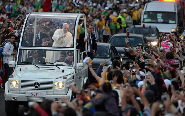 Pope Francis in Rio de Janeiro in July. Photo via AFP PHOTO / EVARISTO SA