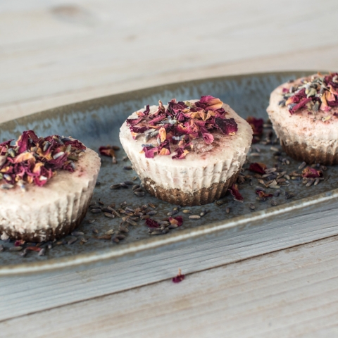 Raw Vegan Rose Lavender Reishi Cheesecake