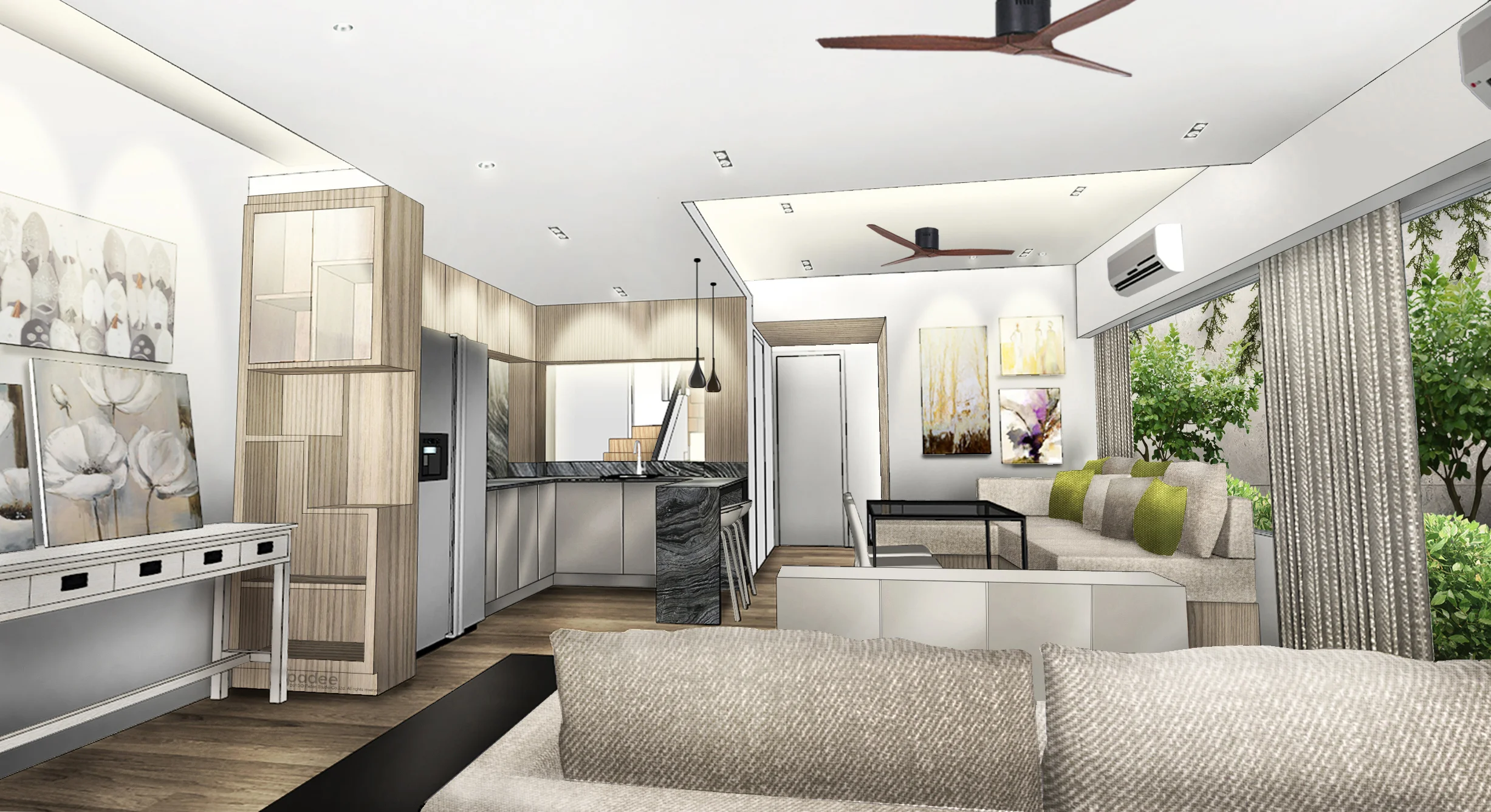 2nd Floor : Dining, Living Area & Pantry