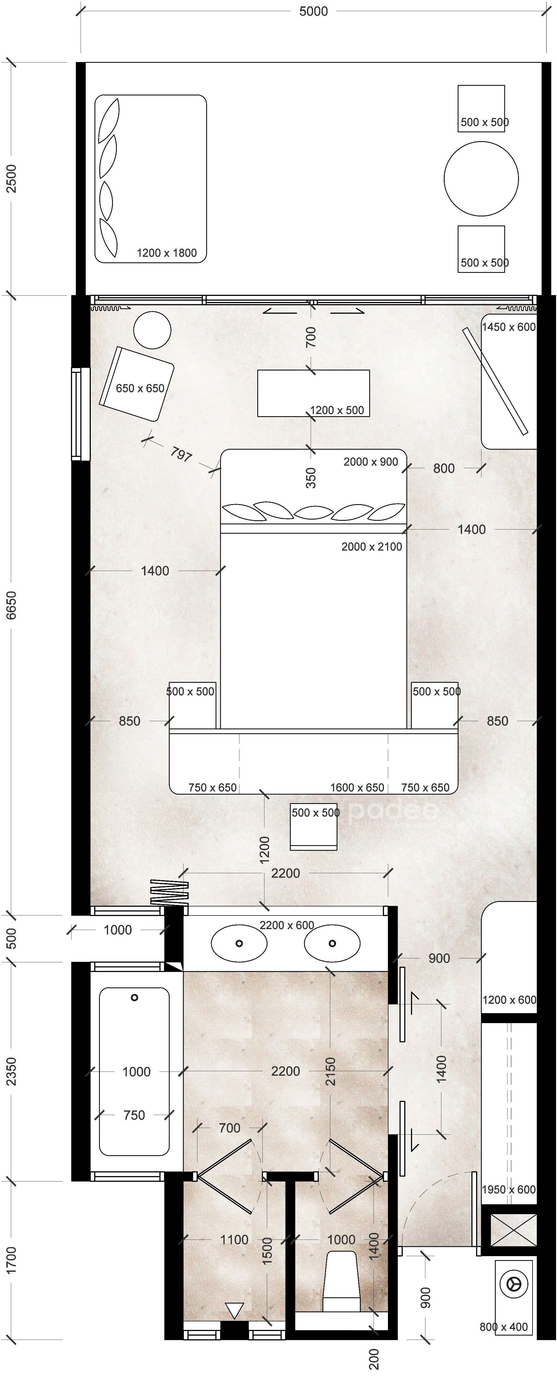 Grand Deluxe Room (Corner Room) layout option 1