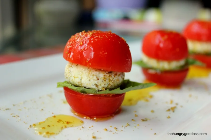 Lemon Goat Cheese Caprese with Fennel Pollen