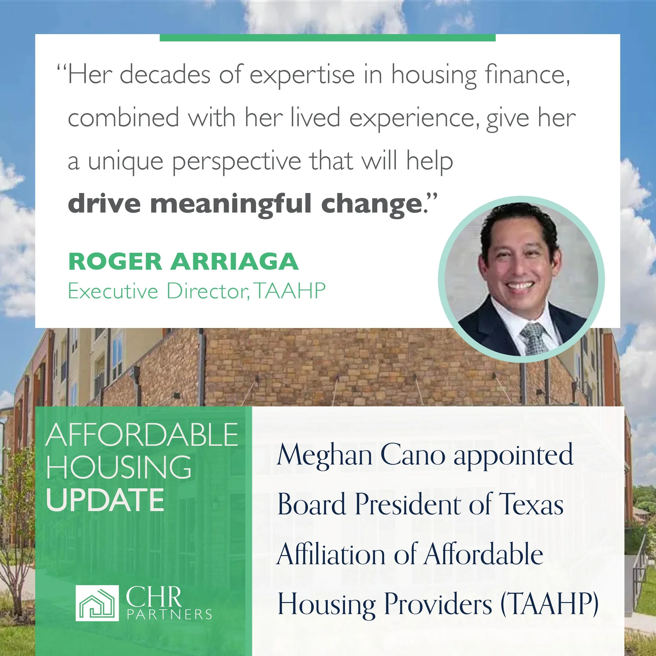 Meghan Cano, named Board President of the Texas Affiliation of Affordable Housing Providers