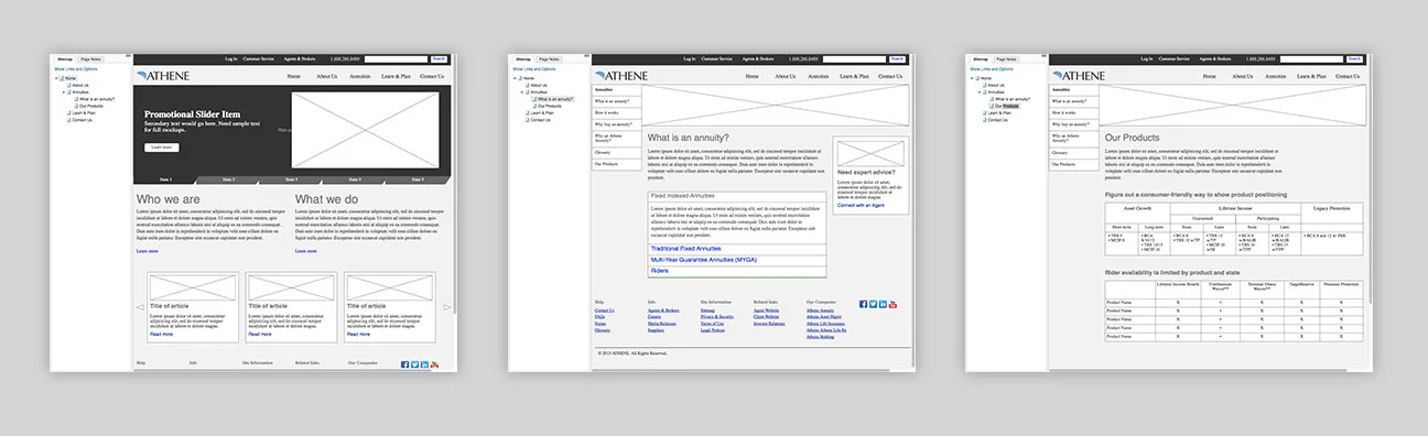Wireframes created in Axure.